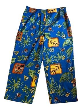 Sportelle Women Capri Pants  Size L Tropical Print EUC